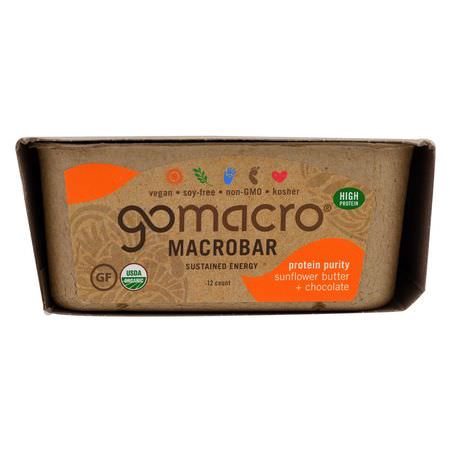 Iherb: GoMacro, Macrobar, Protein Purity, Sunflower Butter + Chocolate, 12 Bars, 2.3 oz (65 g) Each