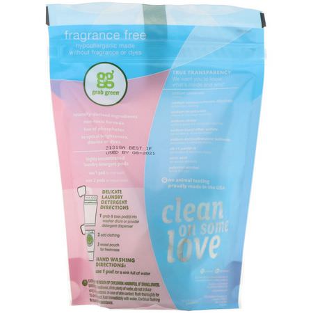 Tvättmedel, Tvätt, Städning, Hem: Grab Green, Delicate Laundry Detergent Pods, Fragrance Free, 24 Loads, 8.4 oz (240 g)