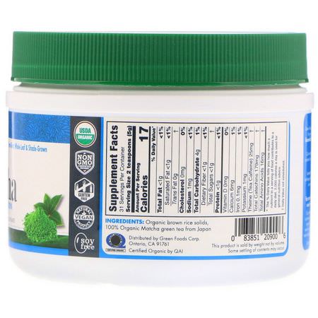Grönt Te, Matcha Te: Green Foods, Organic Matcha + Brown Rice Solids, 5.5 oz (156 g)