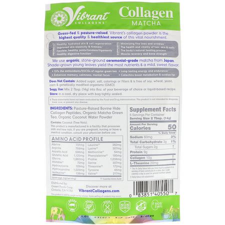 Matcha Te, Kollagentillskott, Fog, Ben: Green Foods, Vibrant Collagens, Energizing Collagen Matcha, Original, 2.47 oz (70 g)