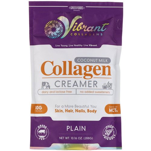 Green Foods, Vibrant Collagens, Coconut Milk Collagen Creamer, Plain, 10.16 oz (288 g) Review
