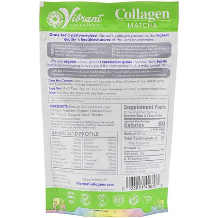 Matcha Te, Kollagentillskott, Fog, Ben: Green Foods, Vibrant Collagens, Energizing Collagen Matcha, Original, 9.88 oz (280 g)
