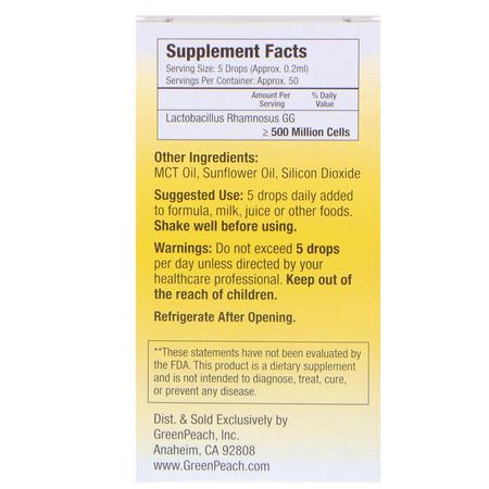Probiotika För Barn, Hälsa, Barn, Baby: GreenPeach, Infants, Probiotic, 0.34 fl oz (10 ml)