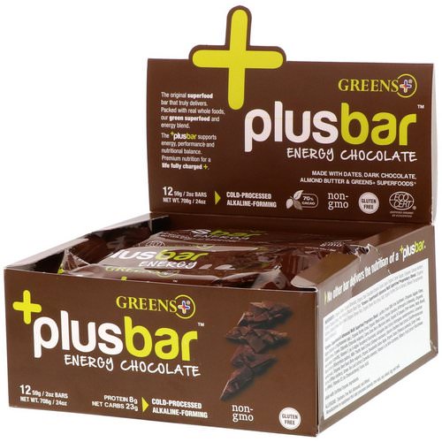 Greens Plus, Plusbar, Energy Chocolate, 12 Bars, 2 oz (59 g) Each Review