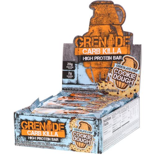Grenade, Carb Killa, High Protein Bar, Chocolate Chip Cookie Dough, 12 Bars, 2.12 oz (60 g) Each Review