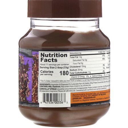 Hazelnut Spread, Conserves, Spreads, Butters: Grenade, Carb Killa Protein Spread, Chocolate Hazelnut Flavor, 12.7 oz (360 g)