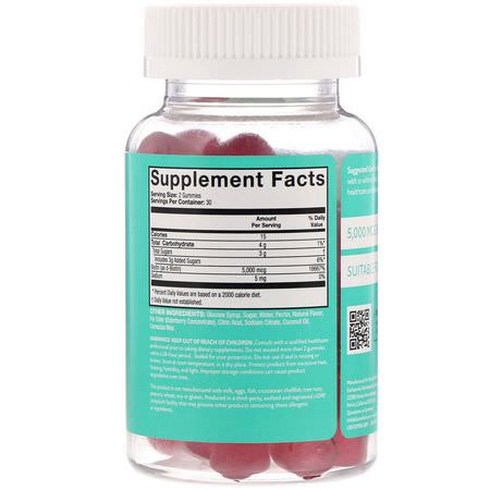 Biotin, Naglar, Hud, Hår: GummYum! Biotin Gummies, Natural Strawberry Flavor, 2,500 mcg, 60 Gummies