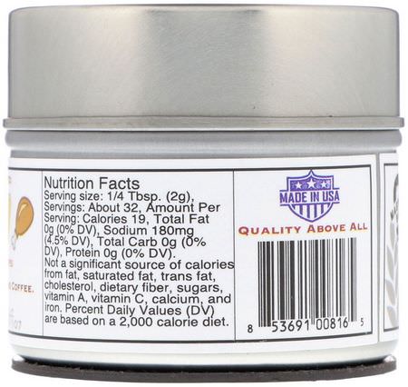 Salt, Kryddor, Örter: Gustus Vitae, Gourmet Seasoning Dry Rub, Smoked Espresso Sea Salt, 2.3 oz (65 g)