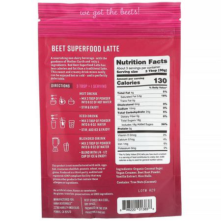 Alternativt Örtkaffe, Kaffe, Rödbeta, Superfoods: Hana Beverages, Beet Latte, Non-Coffee Superfood Beverage, 3.3 oz (93.6 g)