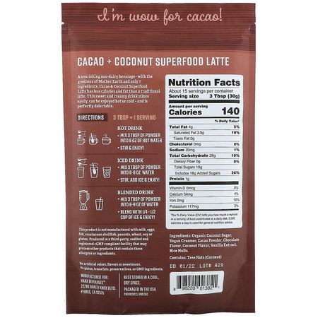 Alternativt Örtkaffe, Kaffe, Kakao, Superfoods: Hana Beverages, Cacao & Coconut Latte, Non-Coffee Superfood Beverage, 16 oz (454 g)