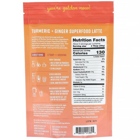 Curcumin, Gurkmeja, Antioxidanter, Kosttillskott: Hana Beverages, Turmeric & Ginger Latte, Non-Coffee Superfood Beverage, 3.3 oz (93.6 g)