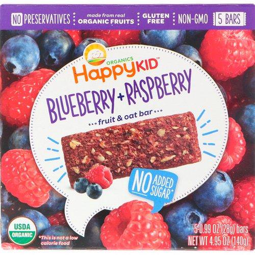 Happy Family Organics, Happy Kid, Blueberry + Raspberry, Fruit & Oat Bar, 5 Bars, 0.99 oz (28 g) Each Review