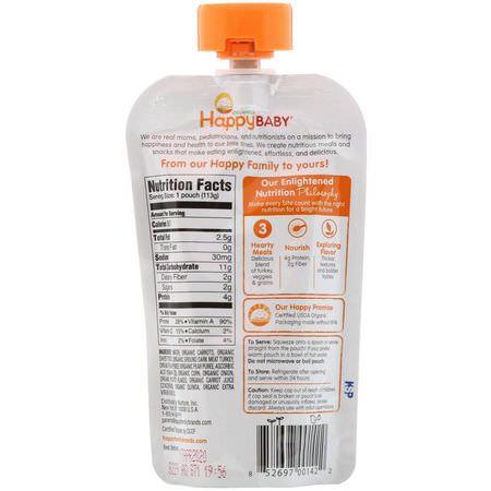 Måltider, Puréer, Påsar, Barnfoder: Happy Family Organics, Organic Baby Food, Hearty Meals, Root Vegetables & Turkey with Quinoa, Stage 3, 4 oz (113 g)