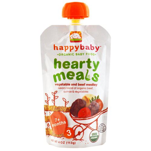 Happy Family Organics, Organic Baby Food, Hearty Meals, Vegetable and Beef Medley, 7+ Months, Stage 3, 4 oz (113 g) Review