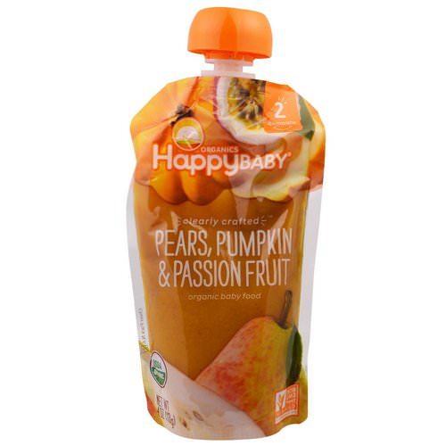 Happy Family Organics, Organic Baby Food, Stage 2, Clearly Crafted, 6+ Months, Pears, Pumpkin, & Passion Fruit, 4.0 oz (113 g) Review