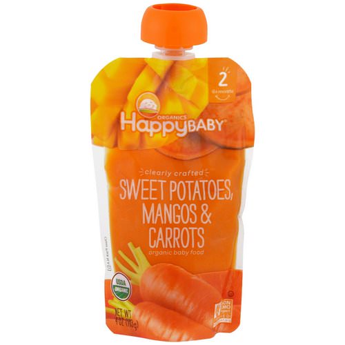 Happy Family Organics, Organic Baby Food, Stage 2, Clearly Crafted 6+ Months, Sweet Potatoes, Mangos & Carrots, 4 oz (113 g) Review