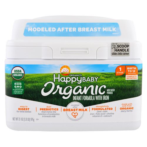 Happy Family Organics, Organics Happy Baby, Infant Formula With Iron, Stage 1, Birth to 12 Months, 21 oz (595 g) Review