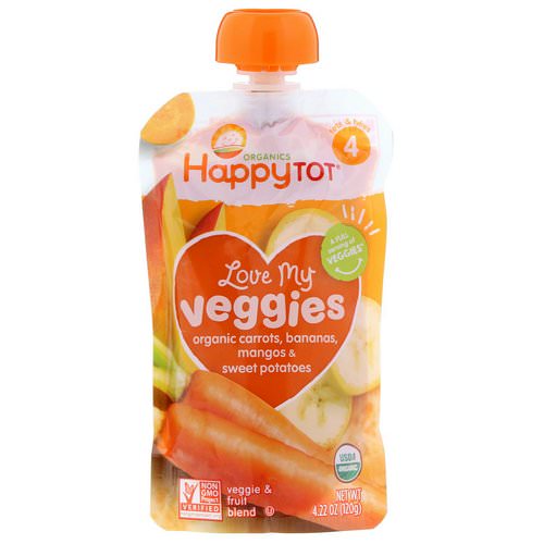 Happy Family Organics, Organics Happy Tot, Love My Veggies, Organic Carrots, Bananas, Mangos & Sweet Potatoes, 4.22 oz (120 g) Review