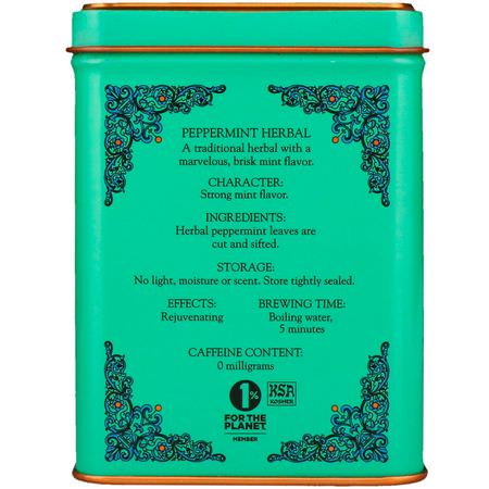 Örtte, Pepparmintte: Harney & Sons, HT Tea Blend, Peppermint Herbal, Caffeine Free, 20 Tea Sachets, 1.4 oz (40 g)