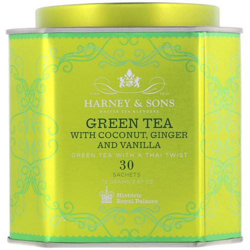 Harney & Sons, Green Tea with Coconut, Ginger and Vanilla, 30 Sachets, 2.67 oz (75 g) Review