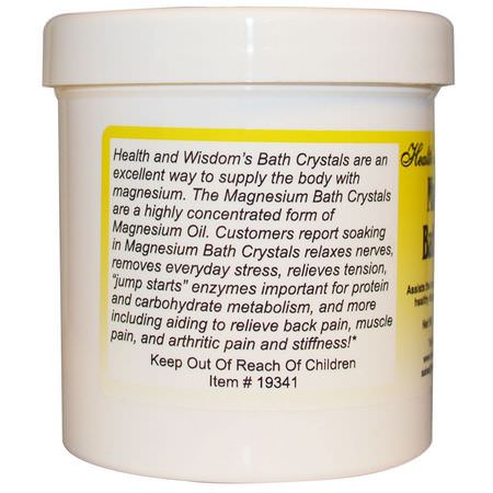 Magnesium, Mineraler, Kosttillskott, Mineralbad: Health and Wisdom, Magnesium Bath Crystals, 3/4 lb (341 g)