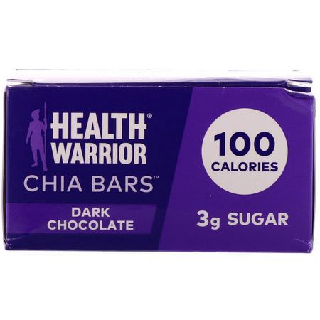 Näringsstänger: Health Warrior, Chia Bars, Dark Chocolate, 15 Bars, 0.88 oz (25 g) Each
