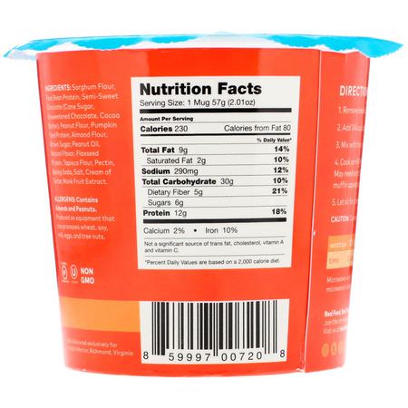 Muffinsmix, Blandningar, Mjöl, Bakning: Health Warrior, Protein Mug Muffin, Peanut Butter Chocolate Chip, 2.01 oz (57 g)