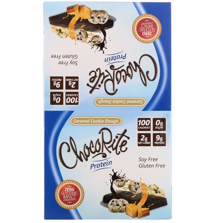 Vassleproteinstänger, Proteinstänger, Brownies, Kakor: HealthSmart Foods, ChocoRite Protein Bars, Caramel Cookie Dough, 16 Bars, 1.20 oz (34 g) Each