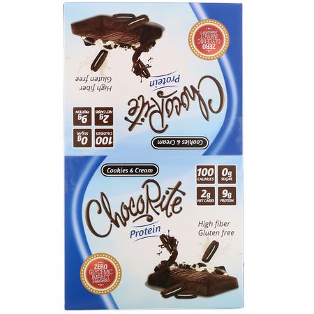 Vassleproteinstänger, Proteinstänger, Brownies, Kakor: HealthSmart Foods, ChocoRite Protein Bars, Cookies & Cream, 16 Bars - 1.2 oz (34 g) Each