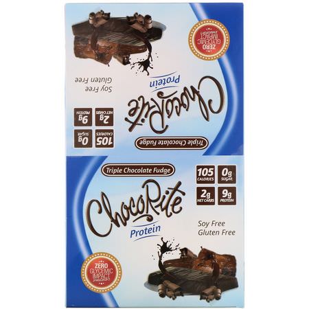 Vassleproteinstänger, Proteinstänger, Brownies, Kakor: HealthSmart Foods, ChocoRite Protein Bars, Triple Chocolate Fudge, 16 Bars - 1.2 oz (34 g) Each