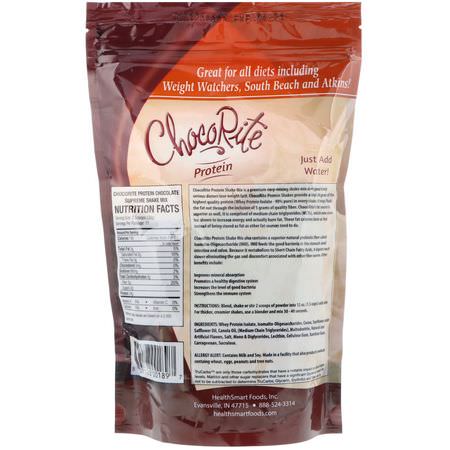 Vassleprotein, Idrottsnäring: HealthSmart Foods, ChocoRite Protein, Chocolate Supreme, 14.7 oz (418 g)