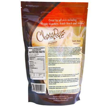 Vassleprotein, Idrottsnäring: HealthSmart Foods, ChocoRite Protein, Strawberry Cream, 14.7 oz (418 g)