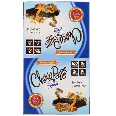 Vassleproteinstänger, Proteinstänger, Brownies, Kakor: HealthSmart Foods, ChocoRite Protein Bar, Peanut Butter, 16 Bars - 1.2 oz (34 g) Each