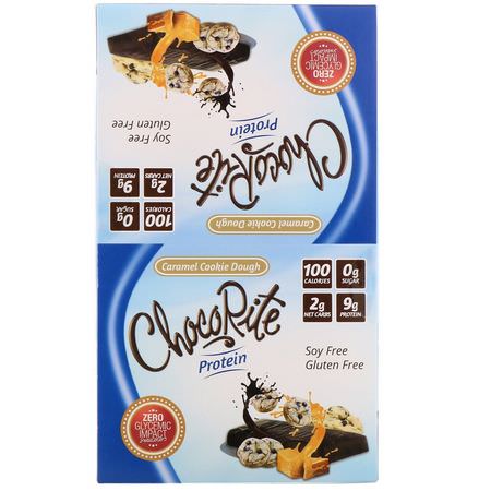 Vassleproteinstänger, Proteinstänger, Brownies, Kakor: HealthSmart Foods, ChocoRite Protein Bars, Caramel Cookie Dough, 16 Bars, 1.20 oz (34 g) Each