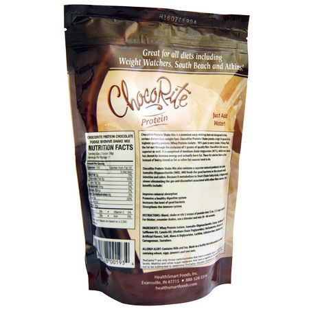 Vassleprotein, Idrottsnäring: HealthSmart Foods, ChocoRite Protein, Chocolate Fudge Brownie, 14.7 oz (418 g)