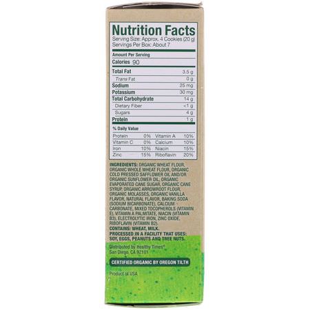 Fingermat, Barer, Mellanmål, Barnmatning: Healthy Times, Organic, Arrowroot Cookies, Vanilla, 12+ Months, 5 oz (142 g)