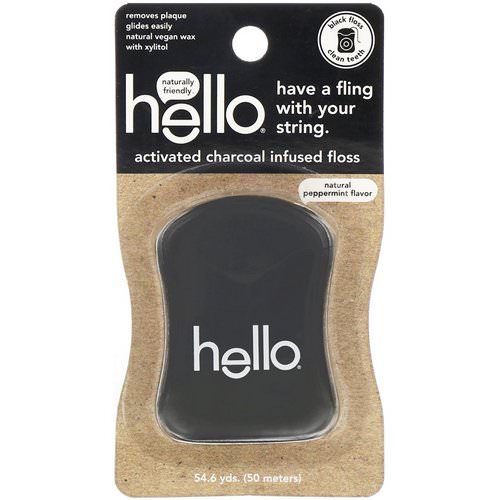 Hello, Activated Charcoal Infused Floss, Natural Peppermint Flavor, 54.6 Yards Review