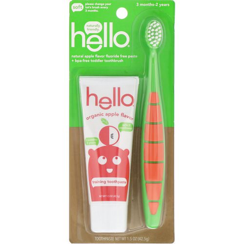 Hello, Natural Apple Flavor Fluoride Free Paste + BPA-Free Toddler Toothbrush, 1.5 oz (42.5 g) Review