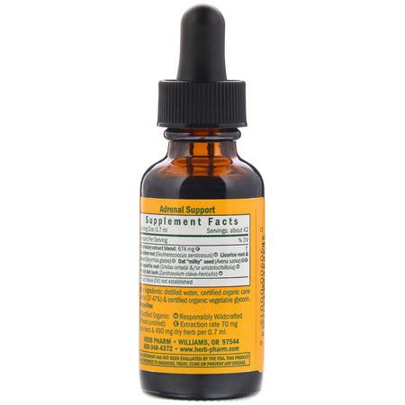 Binjurar, Kosttillskott, Örter, Homeopati: Herb Pharm, Adrenal Support, 1 fl oz (30 ml)