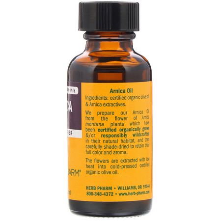 Arnica Topicals, Arnica Montana, Homeopati, Örter: Herb Pharm, Arnica Oil, 1 fl oz (30 ml)