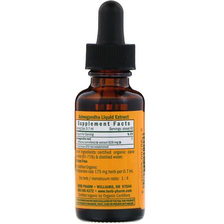 Ashwagandha, Adaptogens, Homeopati, Örter: Herb Pharm, Ashwagandha, 1 fl oz (30 ml)