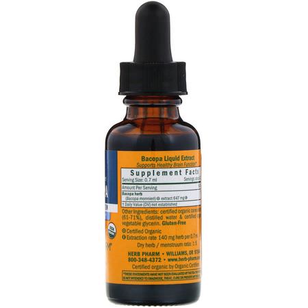 Bacopa, Adaptogens, Homeopati, Örter: Herb Pharm, Bacopa, 1 fl oz (30 ml)