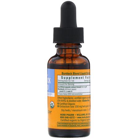 Burdock Root, Homeopati, Örter: Herb Pharm, Burdock Blend, 1 fl oz (30 ml)