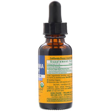 Kalifornien Vallmo, Homeopati, Örter: Herb Pharm, California Poppy, 1 fl oz (30 ml)