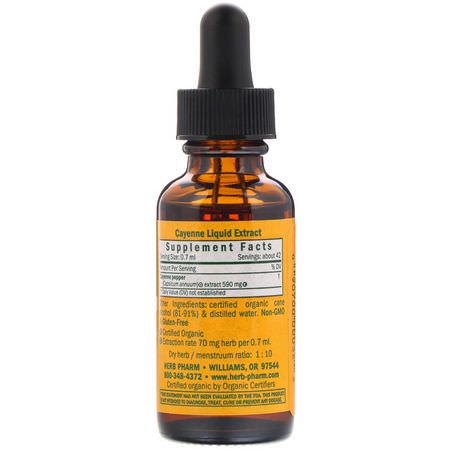 Cayenne Pepper Capsicum, Homeopati, Örter: Herb Pharm, Cayenne, 1 fl oz (30 ml)