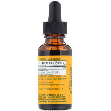 Chaparral, Homeopati, Örter: Herb Pharm, Chaparral, 1 fl oz (30 ml)