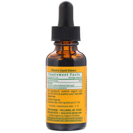 Cilantro, Homeopati, Örter: Herb Pharm, Cilantro, Whole Leaf, 1 fl oz (30 ml)
