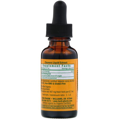 Cleavers, Homeopathy, Örter: Herb Pharm, Cleavers, 1 fl oz (30 ml)