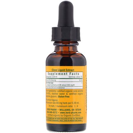 Kryddnejlika, Homeopati, Örter: Herb Pharm, Clove, Syzygium Aromaticum, 1 fl oz (30 ml)