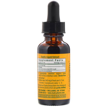 Coptis, Homeopati, Örter: Herb Pharm, Coptis, 1 fl oz (30 ml)